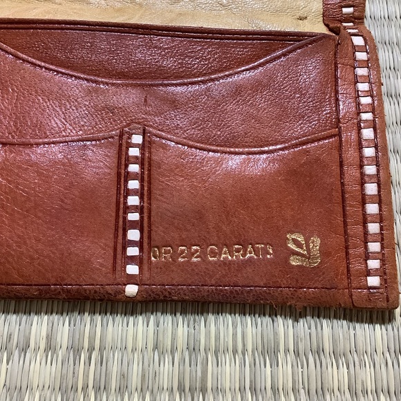 Vintage Hand Tooled Leather Stitched Tan Wallet Card Holder - Picture 4 of 9